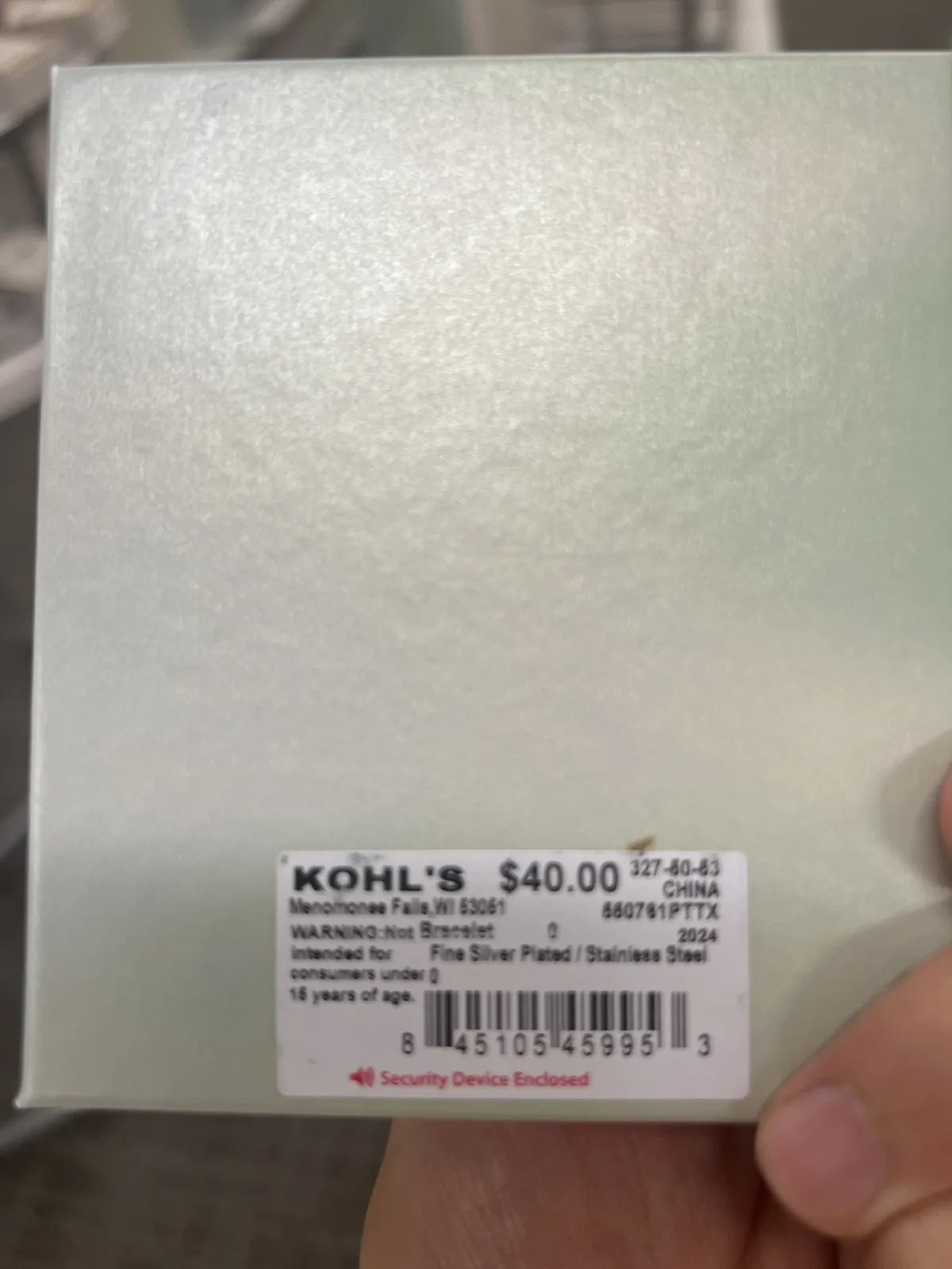 Kohl's love this life 镀银不锈钢情感手镯礼盒底价签:KOHL'S 40.00,CHINA,Fine Silver Plated Stainless Steel
