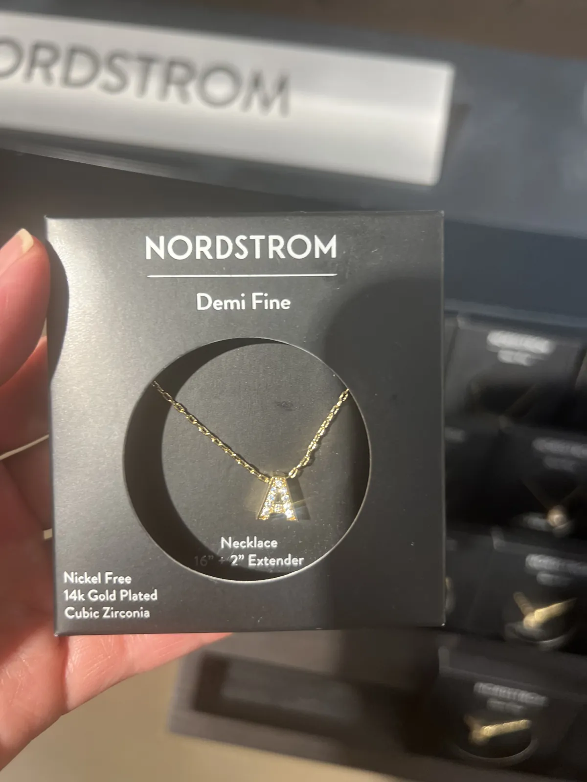 Nordstrom Demi Fine 自有线字母项链:Nickel Free / 14k Gold Plated / Cubic Zirconia